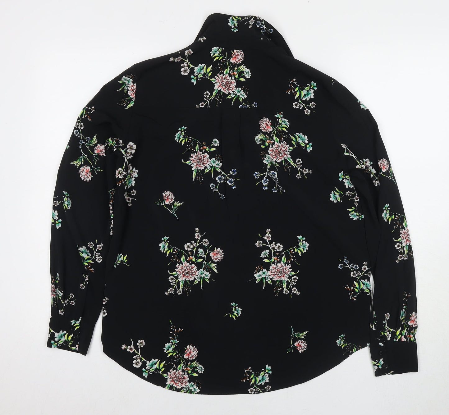 Womens UK Size 8 H&M Black Basic Button-Up