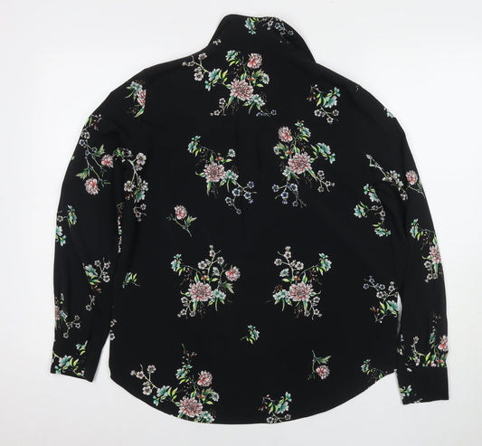 Womens UK Size 8 H&M Black Basic Button-Up