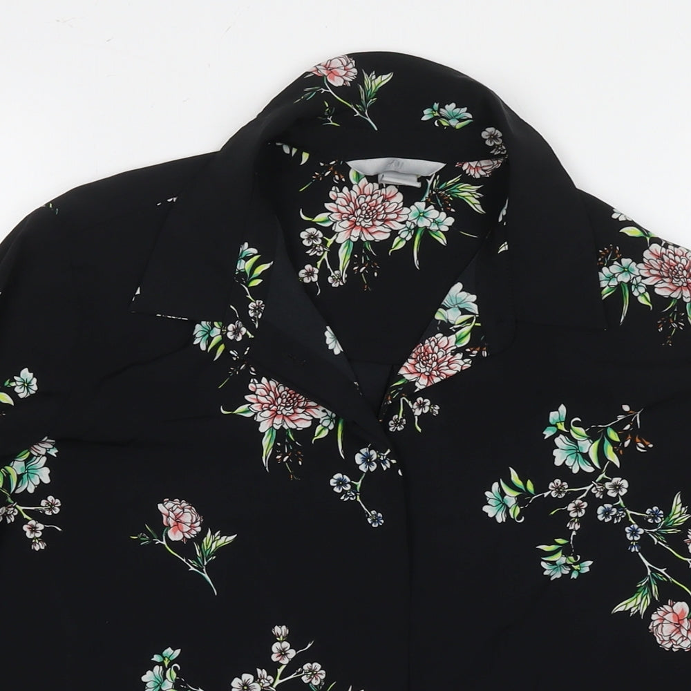 Womens UK Size 8 H&M Black Basic Button-Up