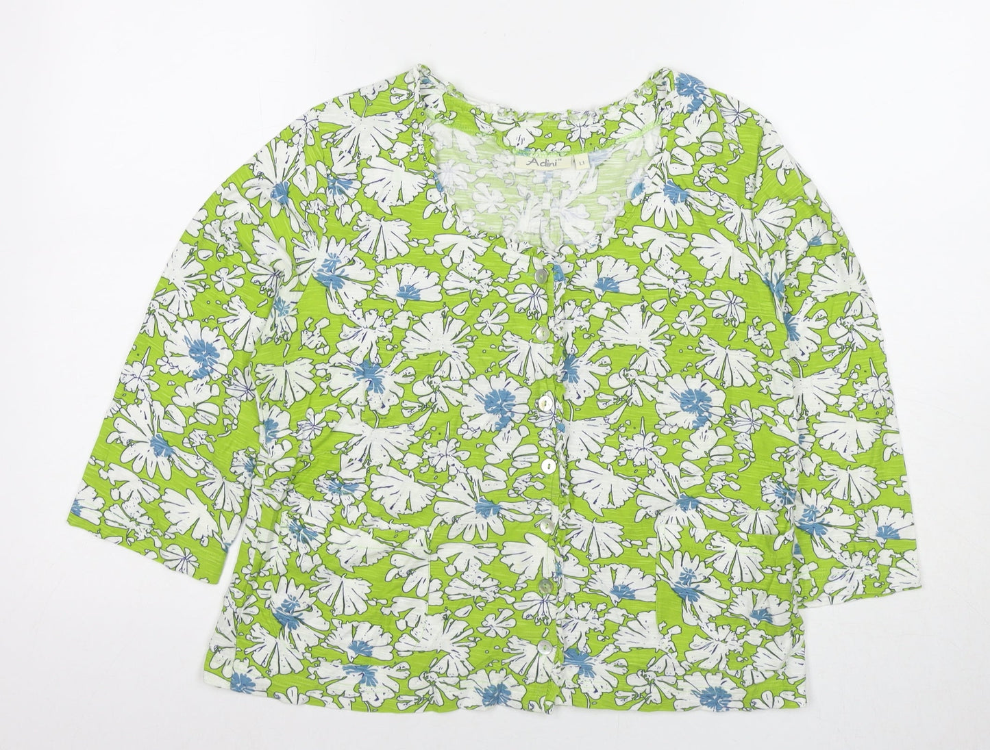 Womens UK Size L Adini Green Basic Button-Up