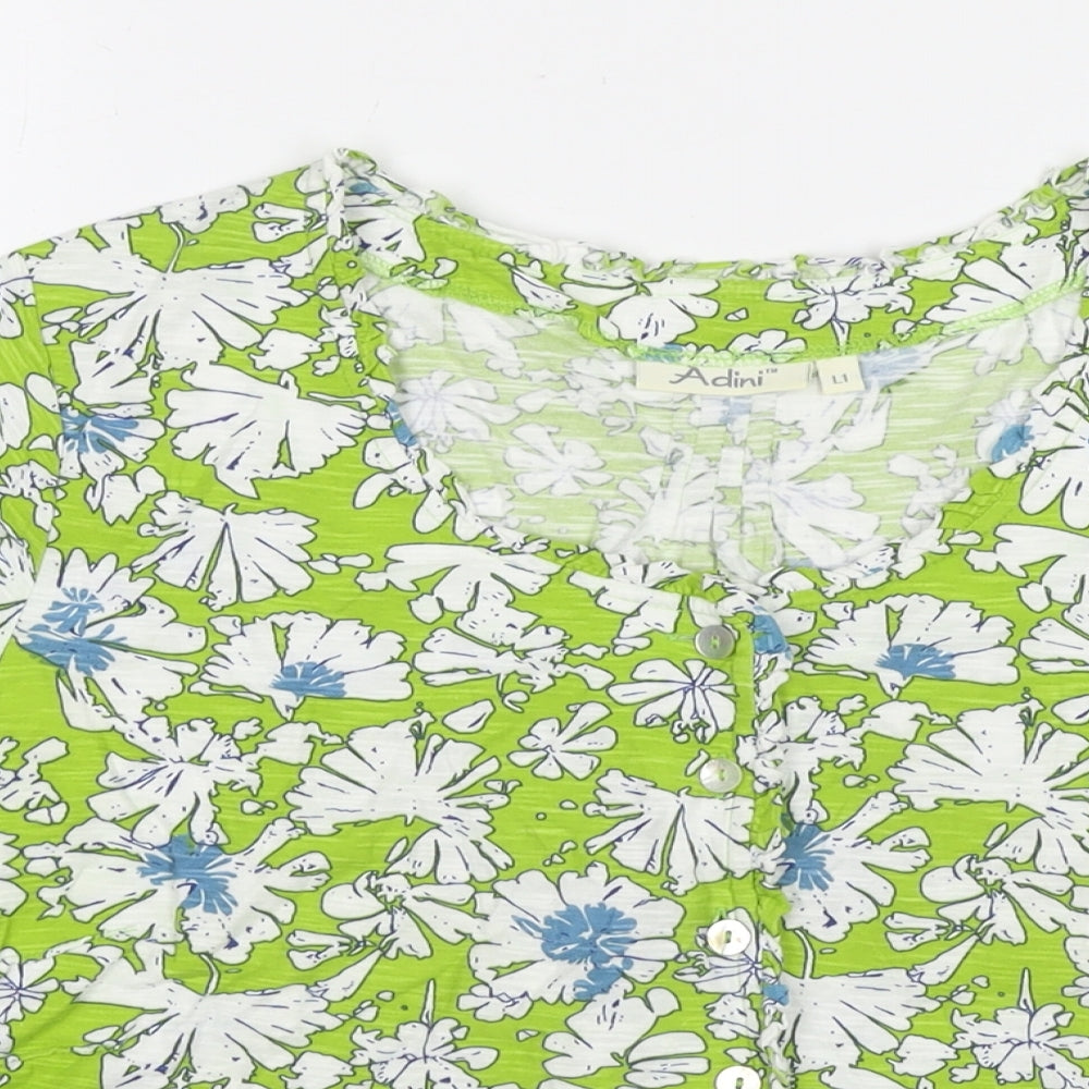 Womens UK Size L Adini Green Basic Button-Up
