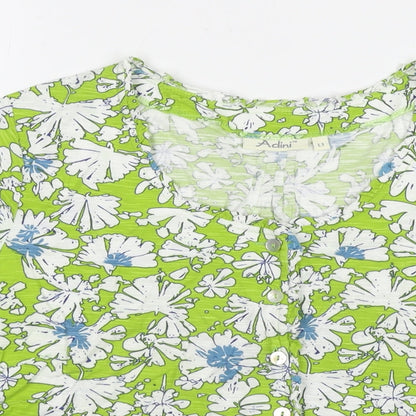 Womens UK Size L Adini Green Basic Button-Up