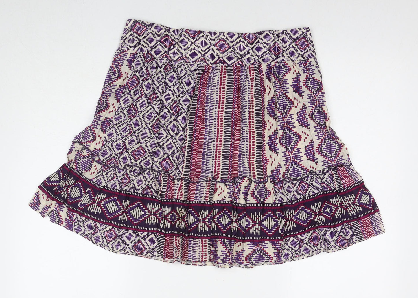 Dorothy Perkins Womens Multicoloured Geometric Cotton A-Line Skirt Size 12 Zip