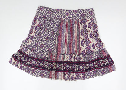 Dorothy Perkins Womens Multicoloured Geometric Cotton A-Line Skirt Size 12 Zip