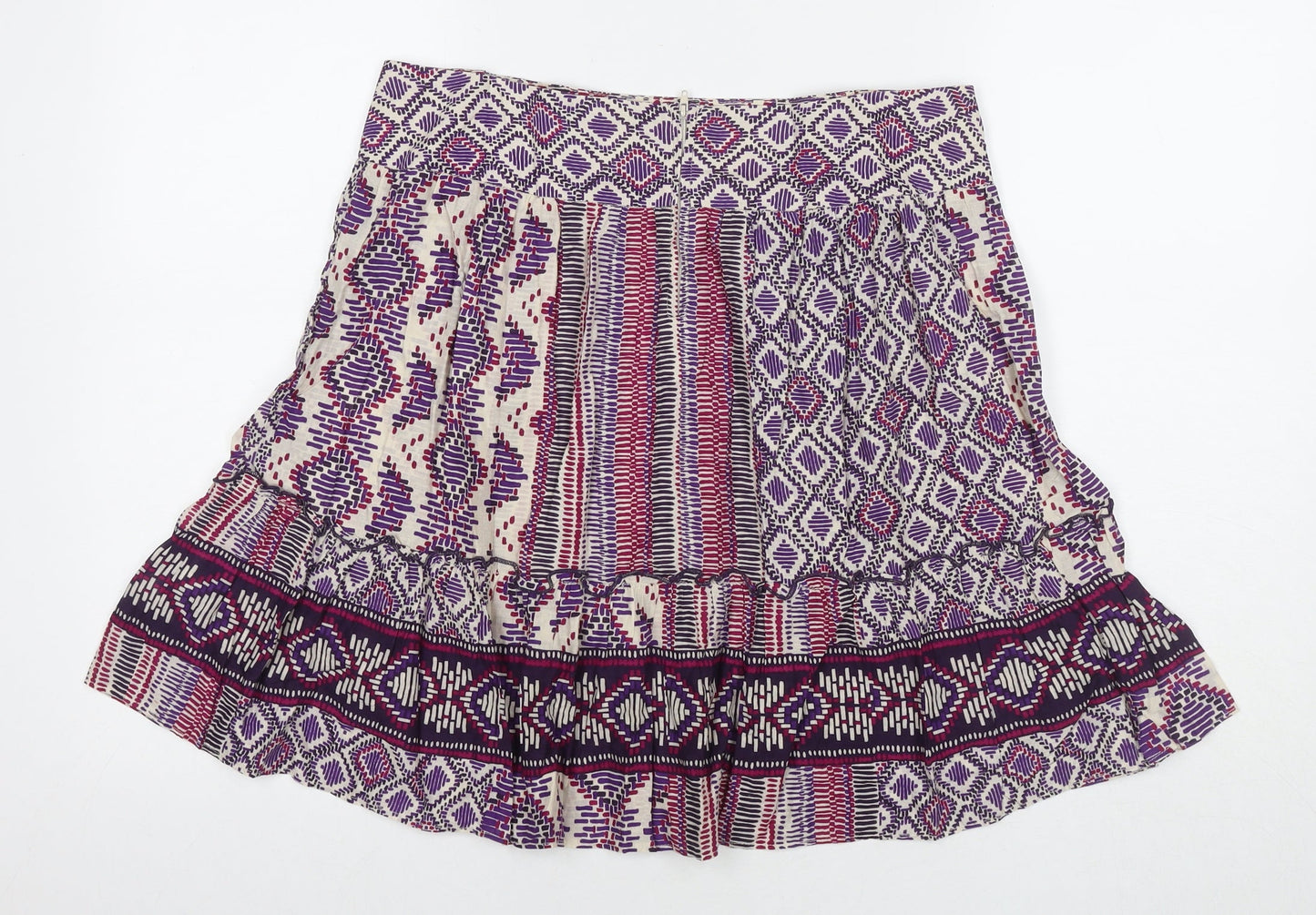 Dorothy Perkins Womens Multicoloured Geometric Cotton A-Line Skirt Size 12 Zip