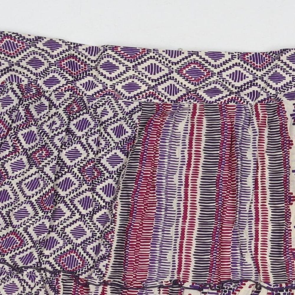 Dorothy Perkins Womens Multicoloured Geometric Cotton A-Line Skirt Size 12 Zip