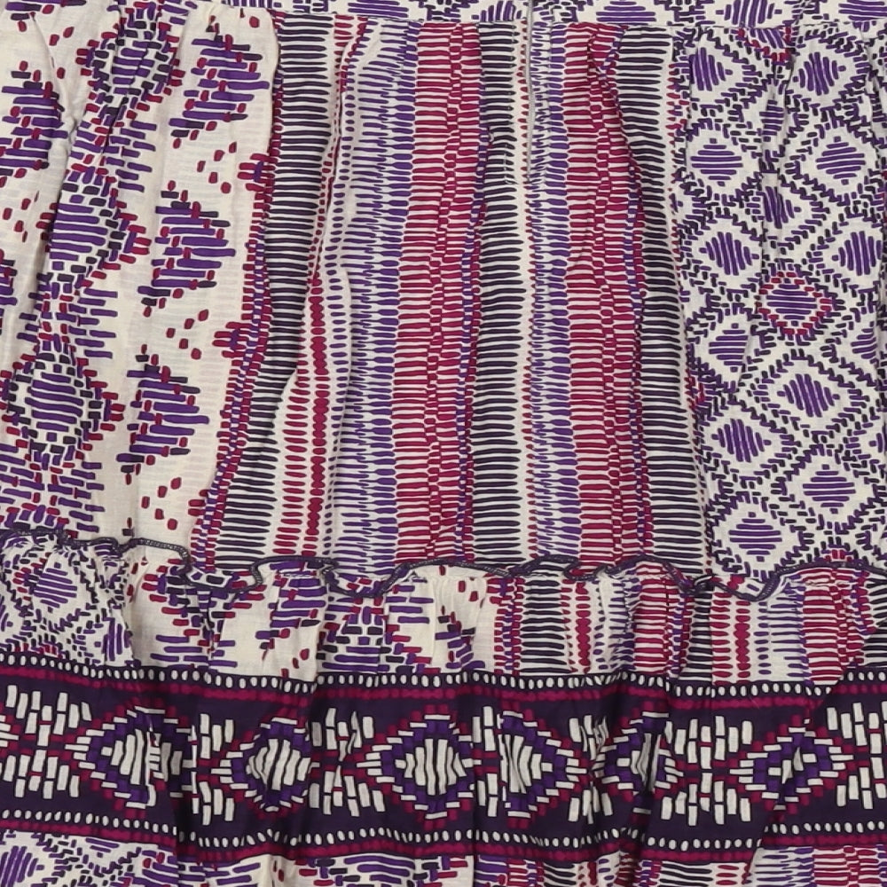 Dorothy Perkins Womens Multicoloured Geometric Cotton A-Line Skirt Size 12 Zip