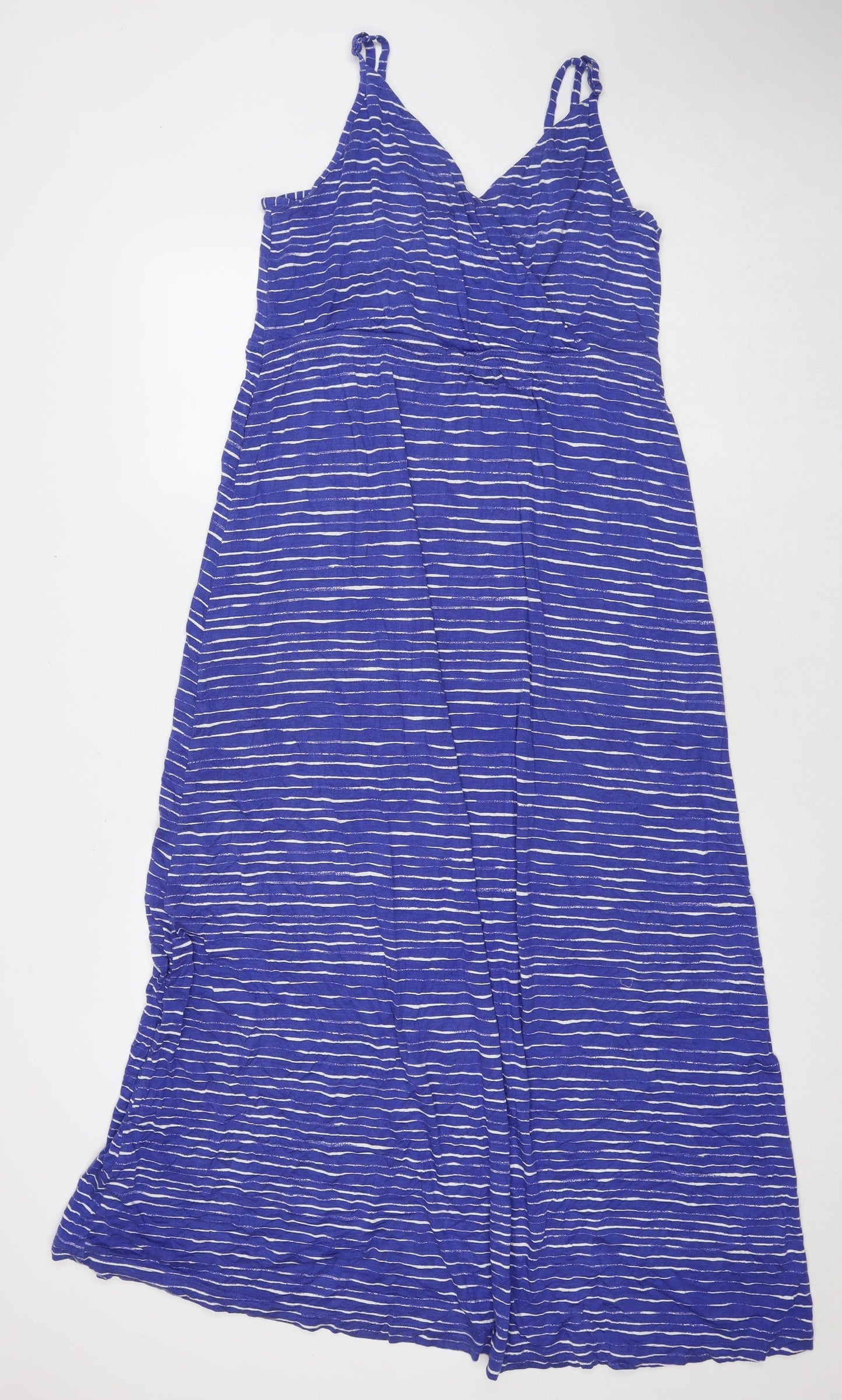 Gap Womens Blue Geometric Viscose A-Line Size L V-Neck Pullover