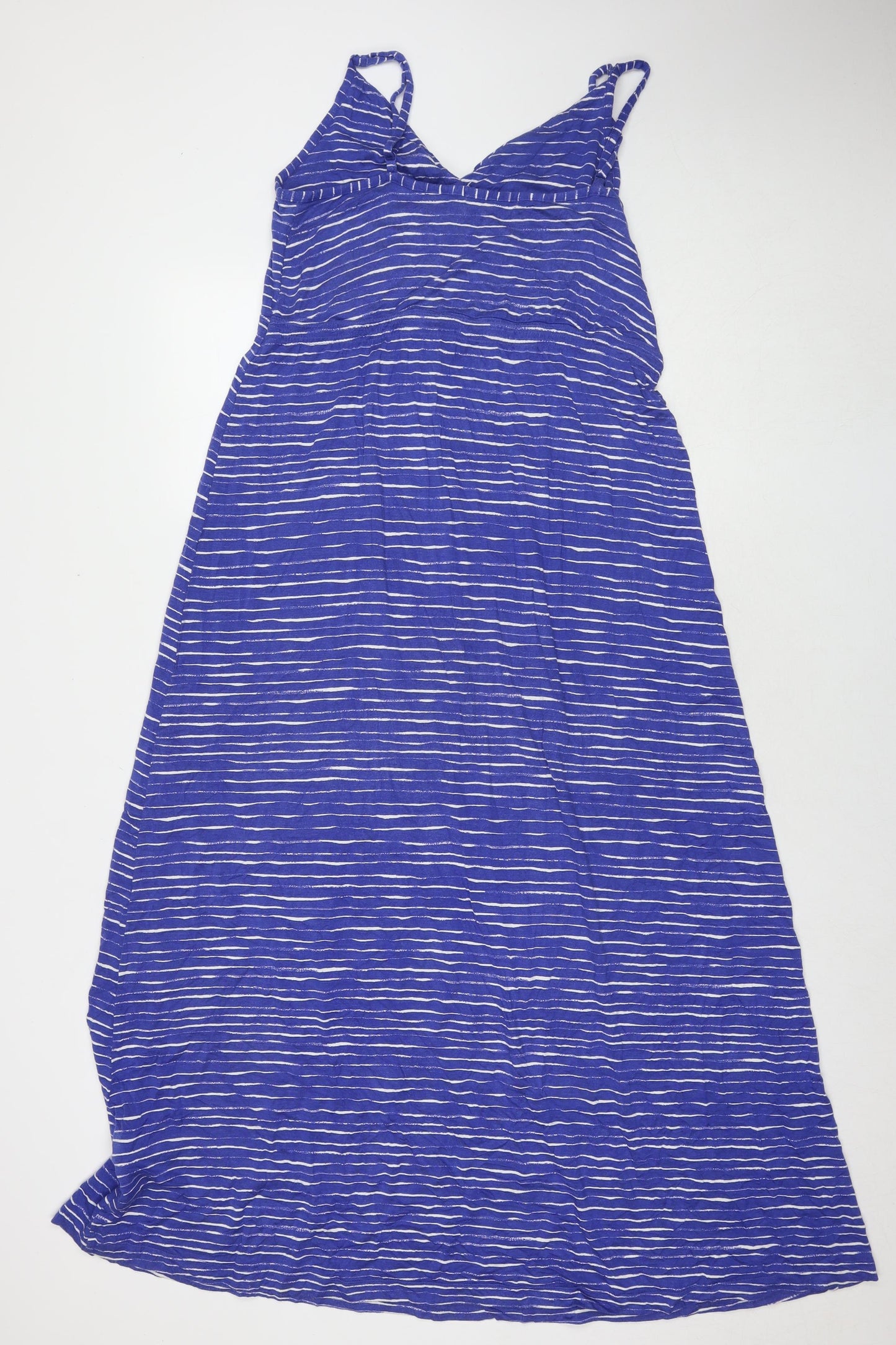 Gap Womens Blue Geometric Viscose A-Line Size L V-Neck Pullover