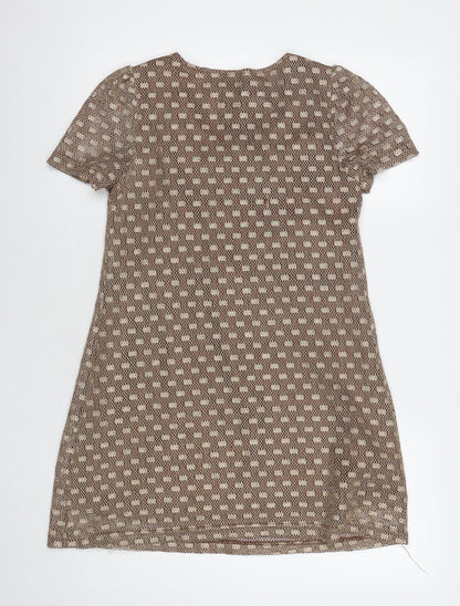 Pussycat London Womens Beige Polyamide A-Line Size S Round Neck Pullover