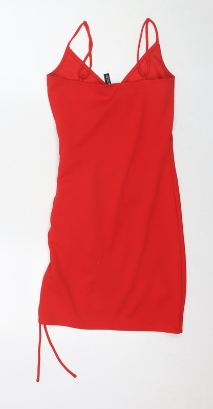 Divided by H&M Womens Red Polyester Mini Size 6 V-Neck Pullover