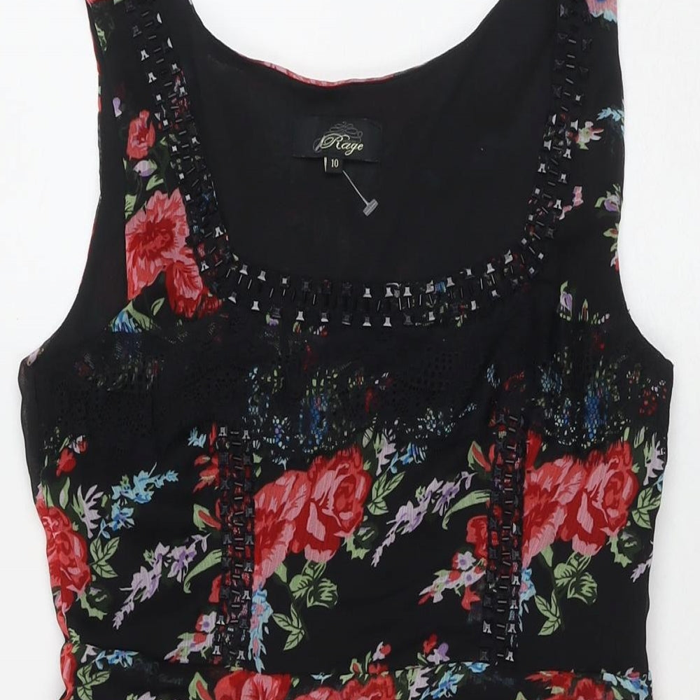 Madam Rage Womens Multicoloured Floral Polyester Fit & Flare Size 10 Scoop Neck Pullover