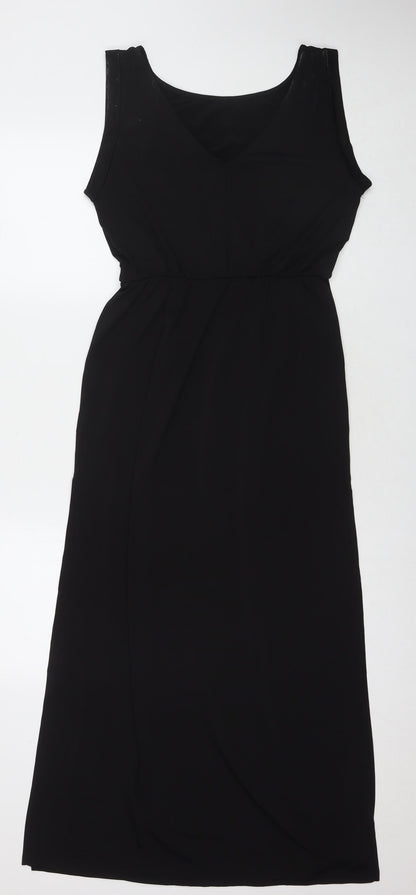 Divided by H&M Womens Black Polyester Maxi Size S V-Neck Pullover