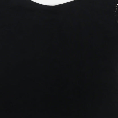 BRLC Womens Black Geometric Acetate Basic Blouse Size 12 Round Neck