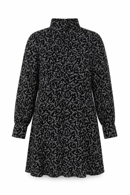 Marks & Spencer Womens Black Floral Polyester Fit & Flare Size 12 Collared Button
