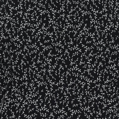 Marks and Spencer Womens Black Floral Polyester Fit & Flare Size 12 Collared Button