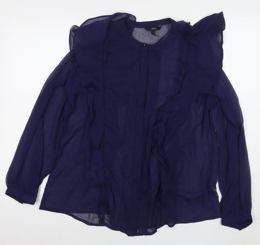 Womens UK Size 18 NEXT Blue Basic Button-Up