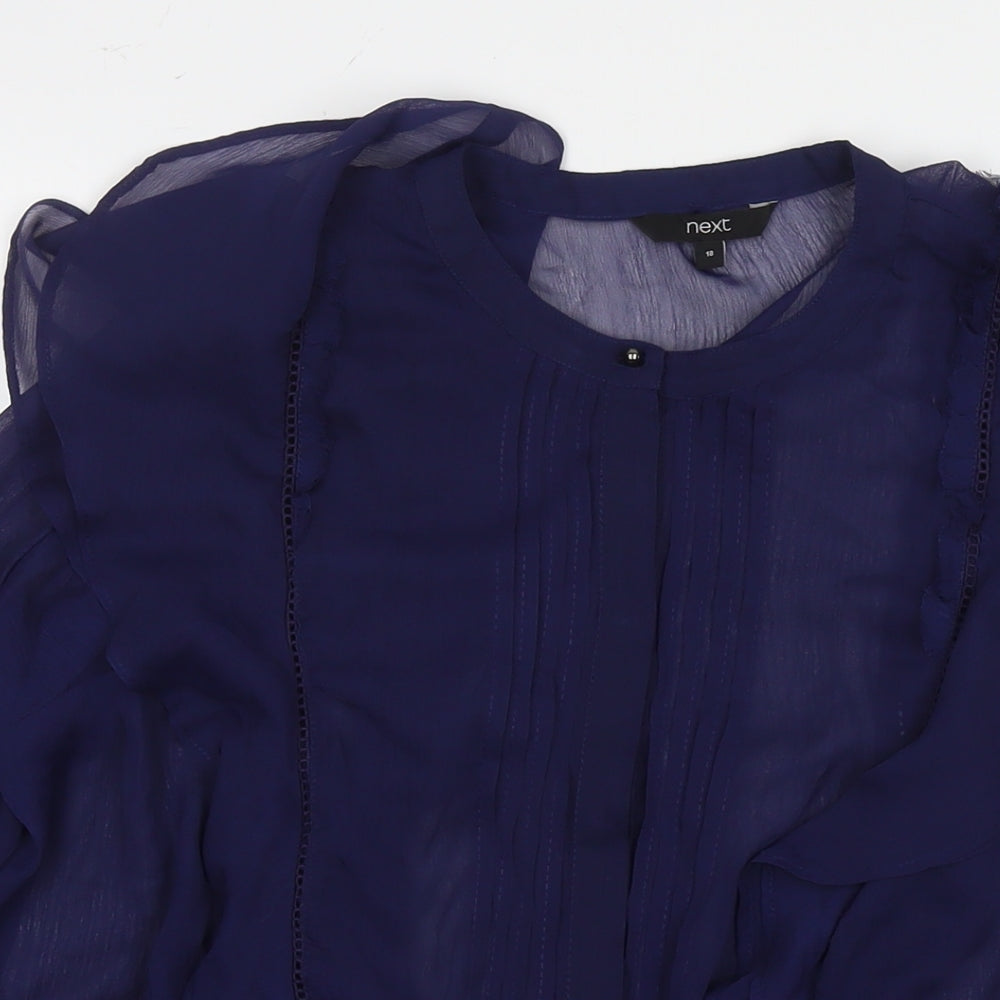 Womens UK Size 18 NEXT Blue Basic Button-Up