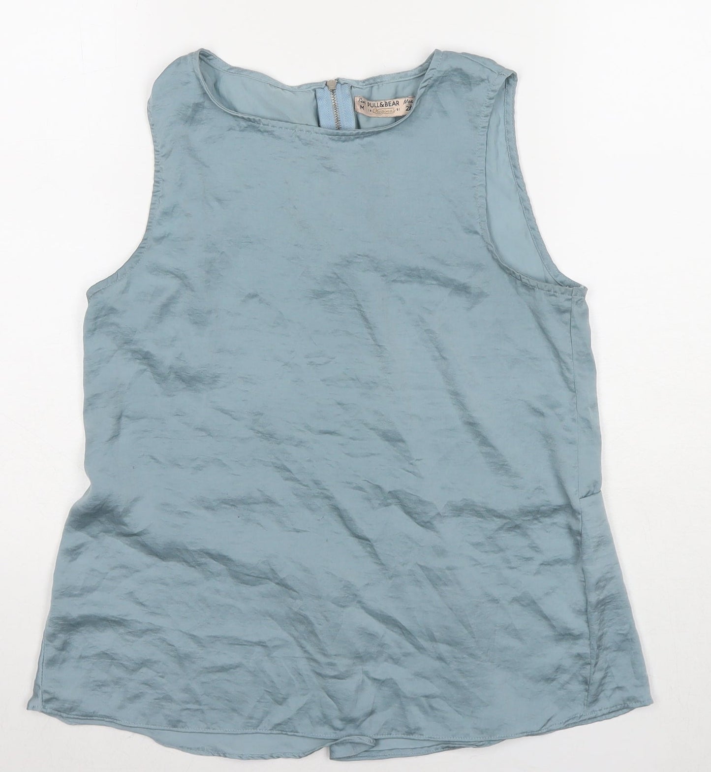 Womens UK Size M Pull&Bear Blue Basic Tank