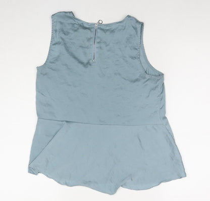 Womens UK Size M Pull&Bear Blue Basic Tank