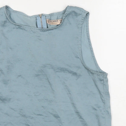 Womens UK Size M Pull&Bear Blue Basic Tank