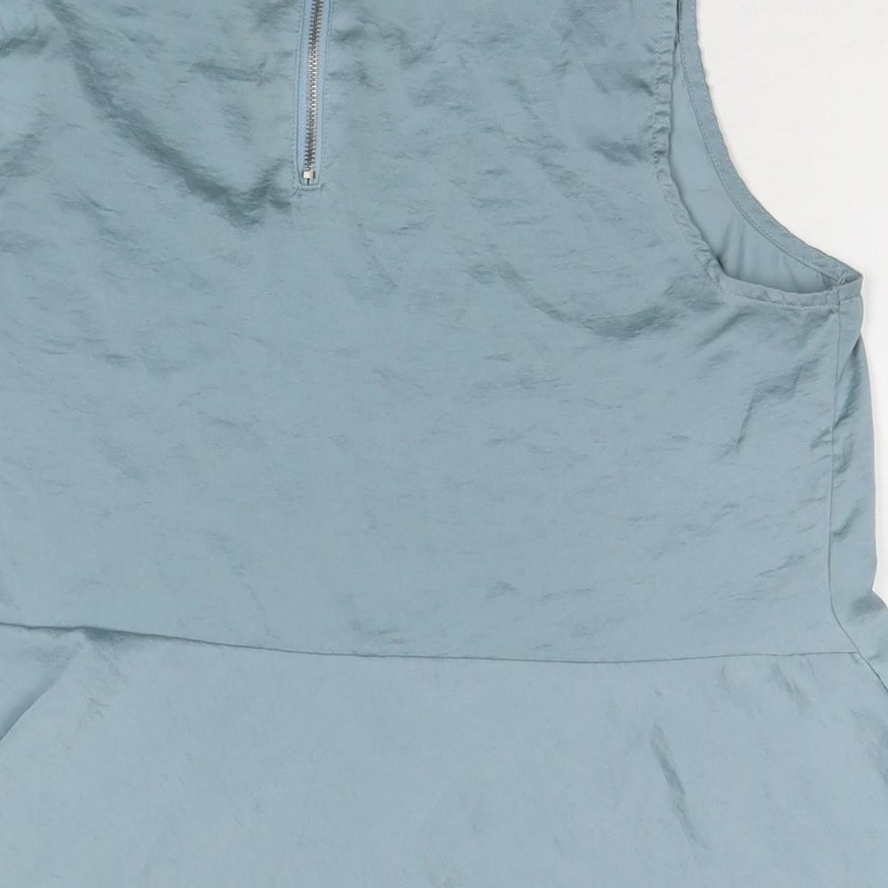 Womens UK Size M Pull&Bear Blue Basic Tank