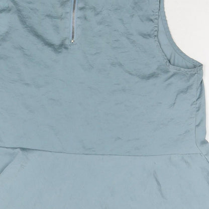 Womens UK Size M Pull&Bear Blue Basic Tank