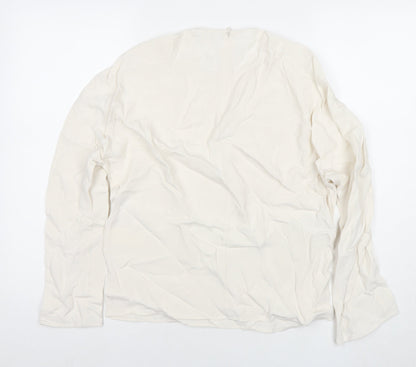 Arket Womens White Polyester Basic Button-Up Size 6 Round Neck