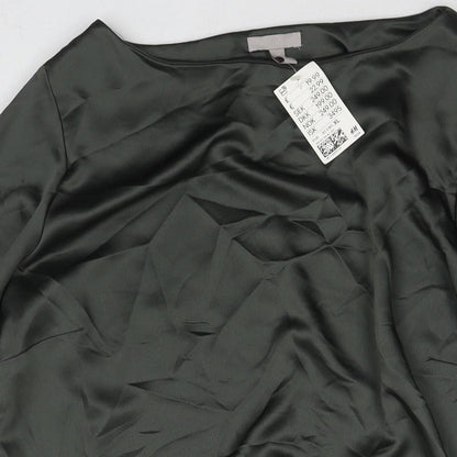 H&M Womens Green Polyester A-Line Size XL Round Neck Button