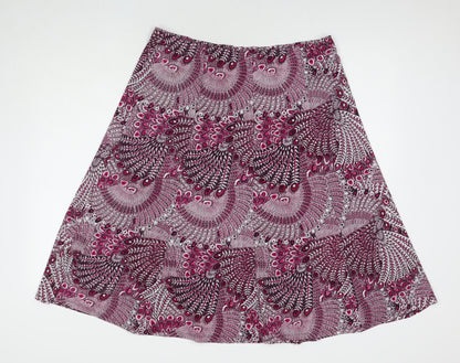 Damart Womens Purple Geometric Polyester Pleated Skirt Size 18