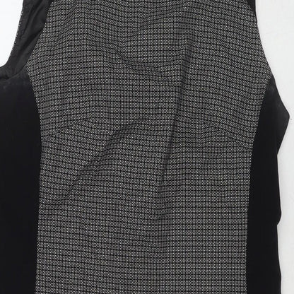 NEXT Womens Black Geometric Polyester A-Line Size 10 Round Neck Zip