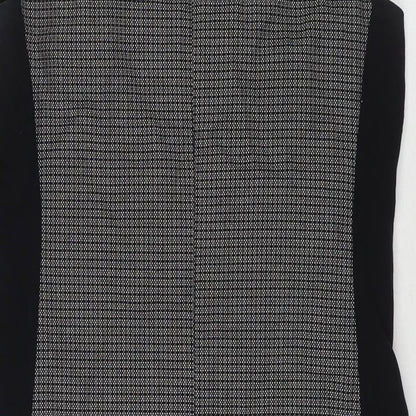 NEXT Womens Black Geometric Polyester A-Line Size 10 Round Neck Zip