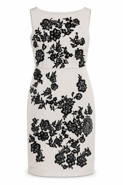 Coast Womens Beige Floral Polyester Bodycon Size 12 Boat Neck Zip