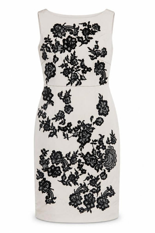 Coast Womens Beige Floral Polyester Bodycon Size 12 Boat Neck Zip