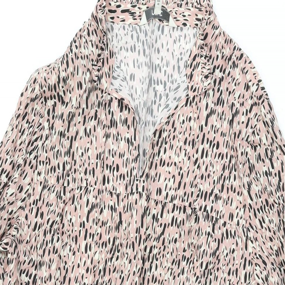 NEXT Womens Pink Geometric Viscose Shift Size 12 V-Neck Pullover