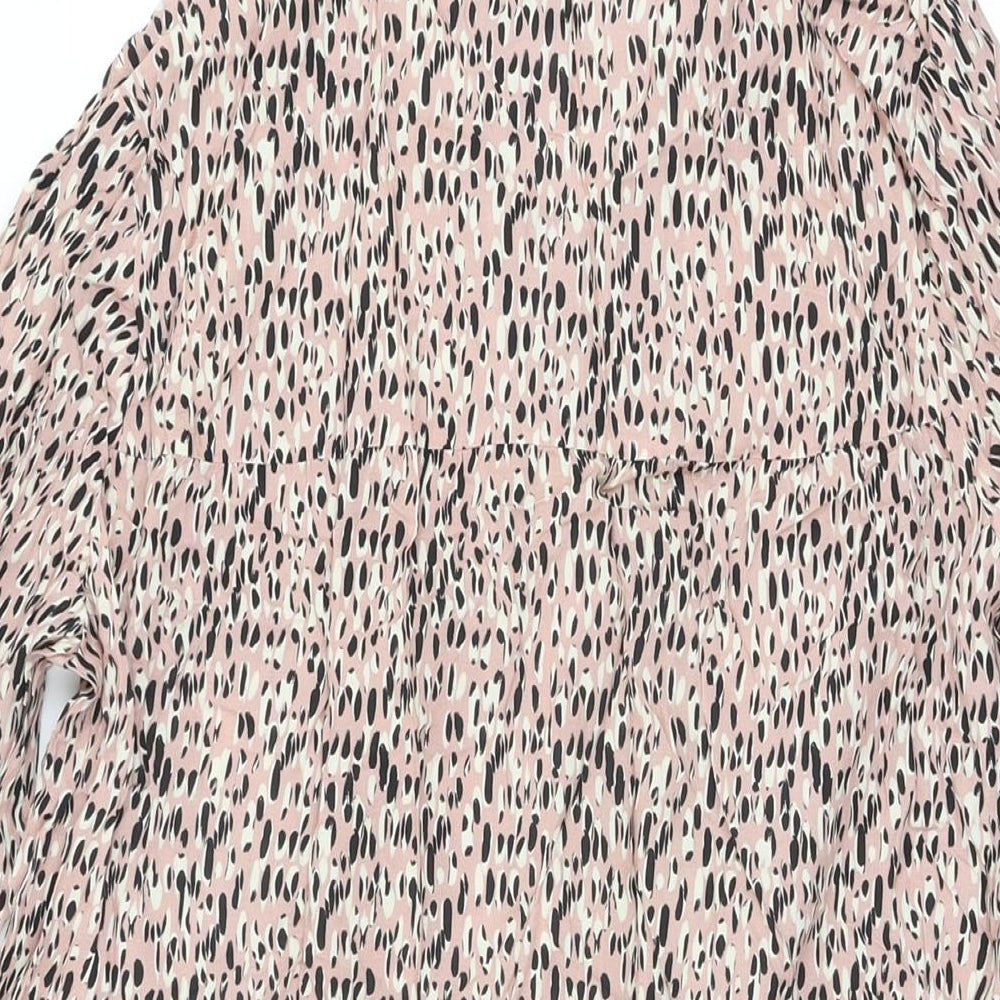 NEXT Womens Pink Geometric Viscose Shift Size 12 V-Neck Pullover