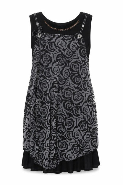 Stella Womens Black Floral Viscose Shift Size 10 Round Neck Pullover