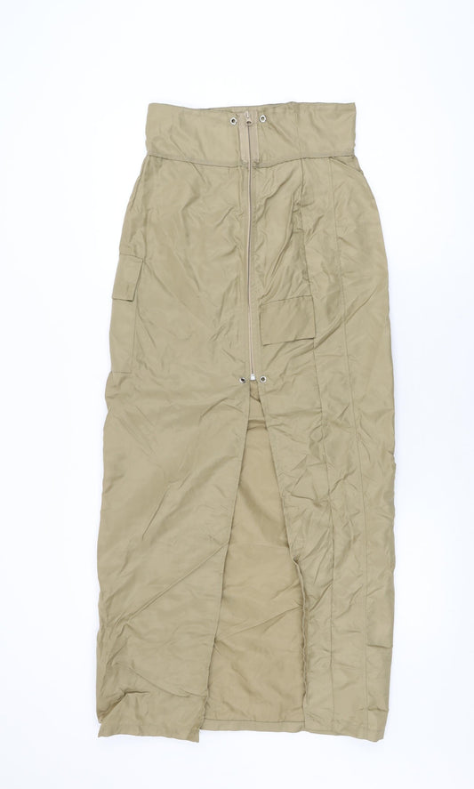 PRETTYLITTLETHING Womens Brown Polyester Straight & Pencil Skirt Size 8 Zip