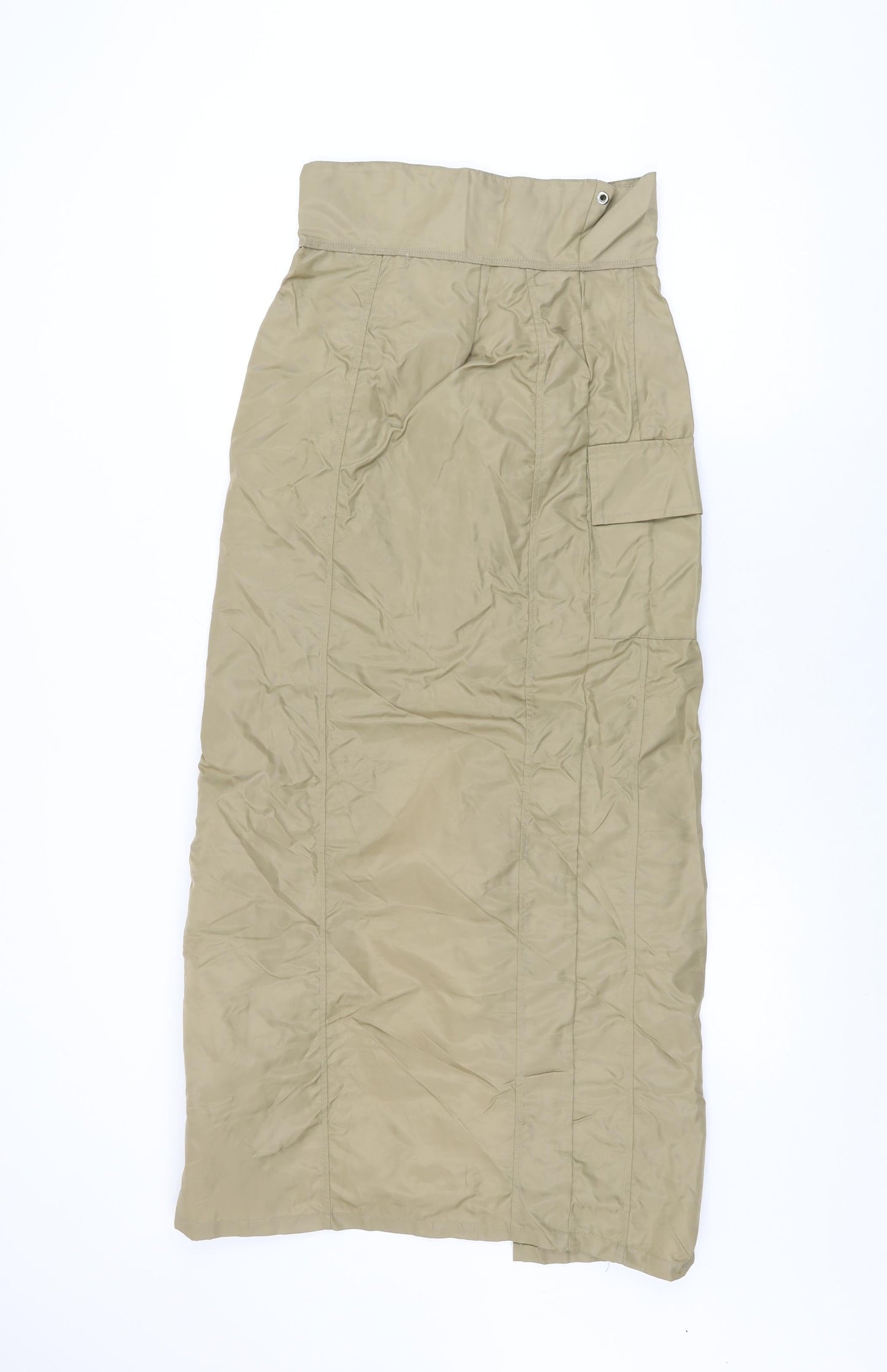 PRETTYLITTLETHING Womens Brown Polyester Straight & Pencil Skirt Size 8 Zip