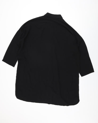 Boohoo Womens Black Polyester Shift Size L Round Neck Button