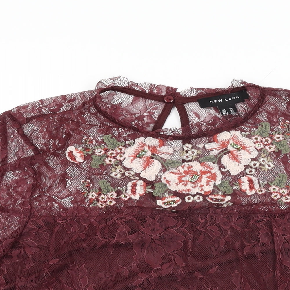 Womens UK Size 16 New Look Red Basic T-Shirt