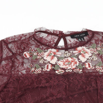 Womens UK Size 16 New Look Red Basic T-Shirt