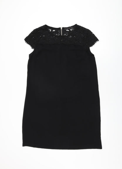 Zara Womens Black Nylon Shift Size L Round Neck Zip