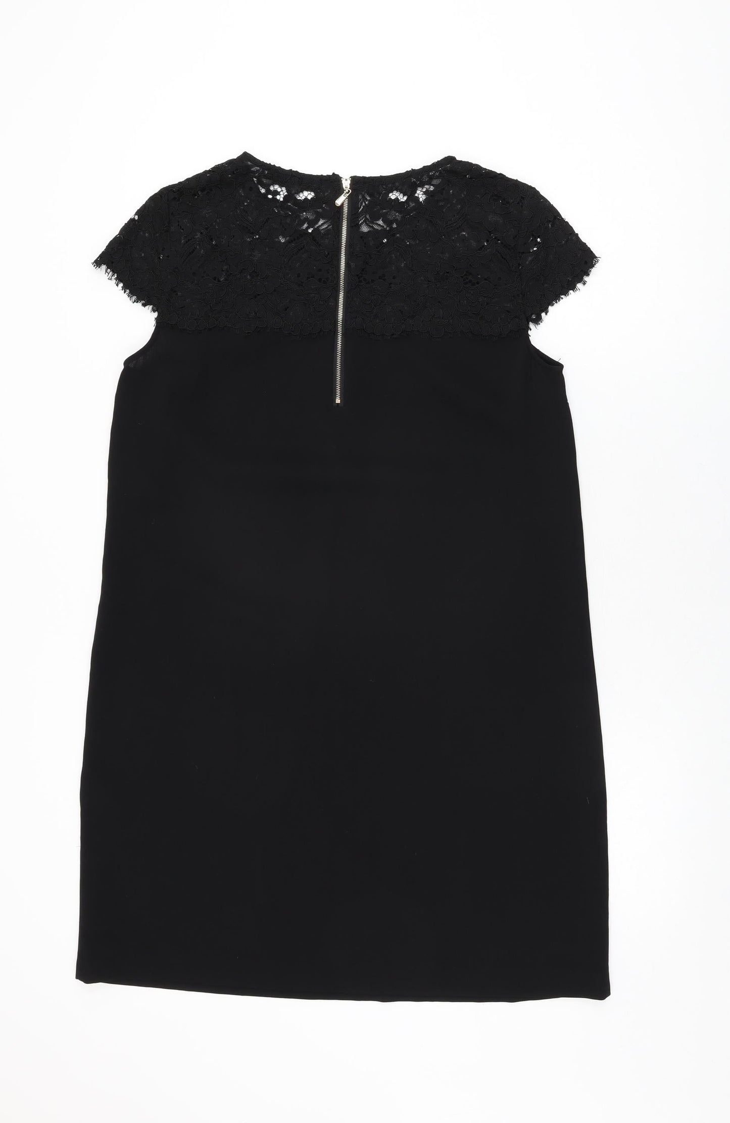 Zara Womens Black Nylon Shift Size L Round Neck Zip