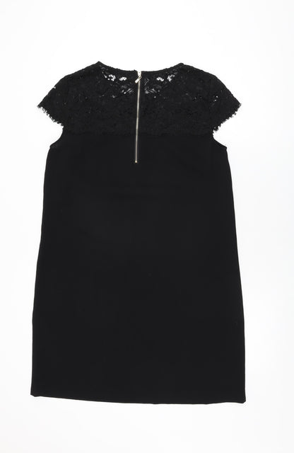 Zara Womens Black Nylon Shift Size L Round Neck Zip