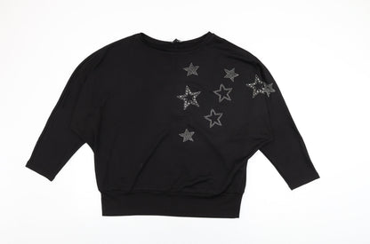 Womens UK Size L New Look Black Basic T-Shirt