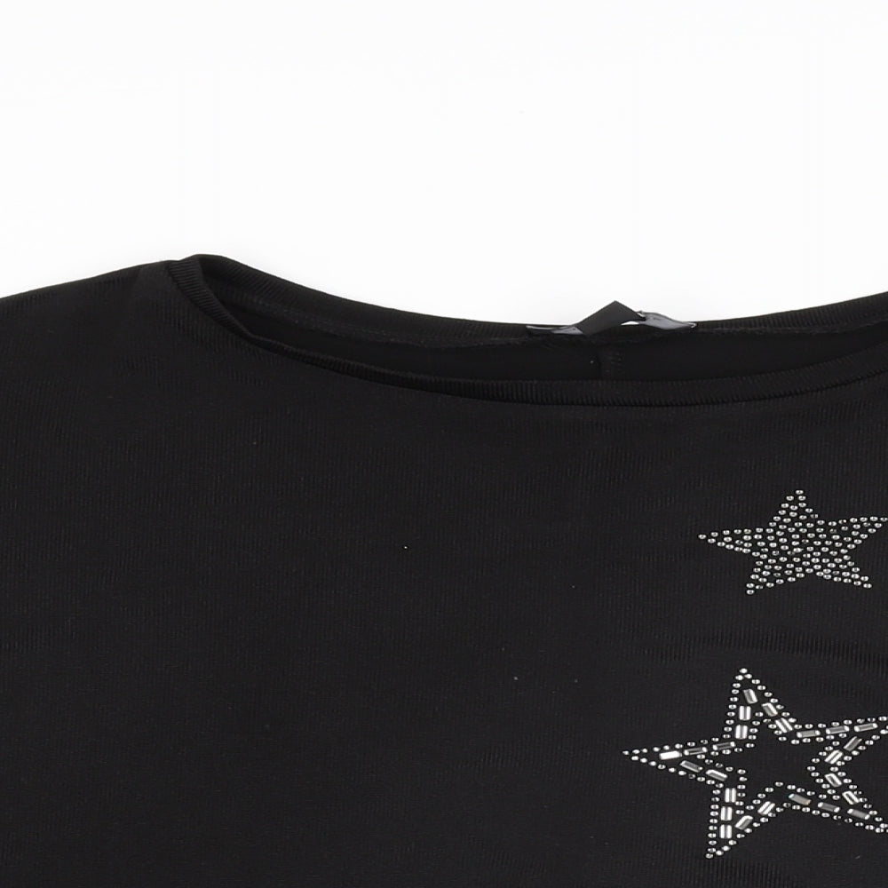 Womens UK Size L New Look Black Basic T-Shirt