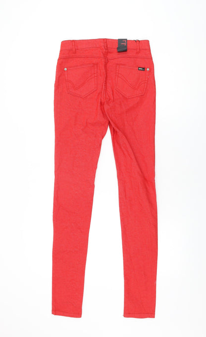 Only Womens Red Cotton Skinny Jeans Size S L34 in Regular Zip