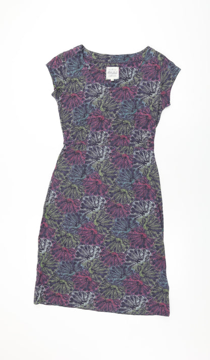 Mistral Womens Blue Geometric Cotton Shift Size 8 Round Neck Pullover