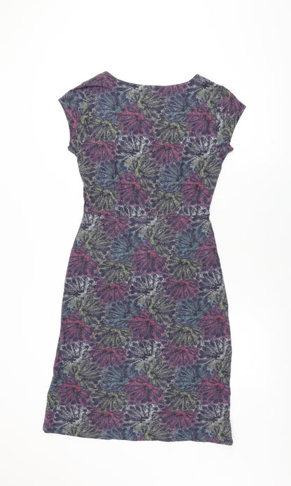 Mistral Womens Blue Geometric Cotton Shift Size 8 Round Neck Pullover